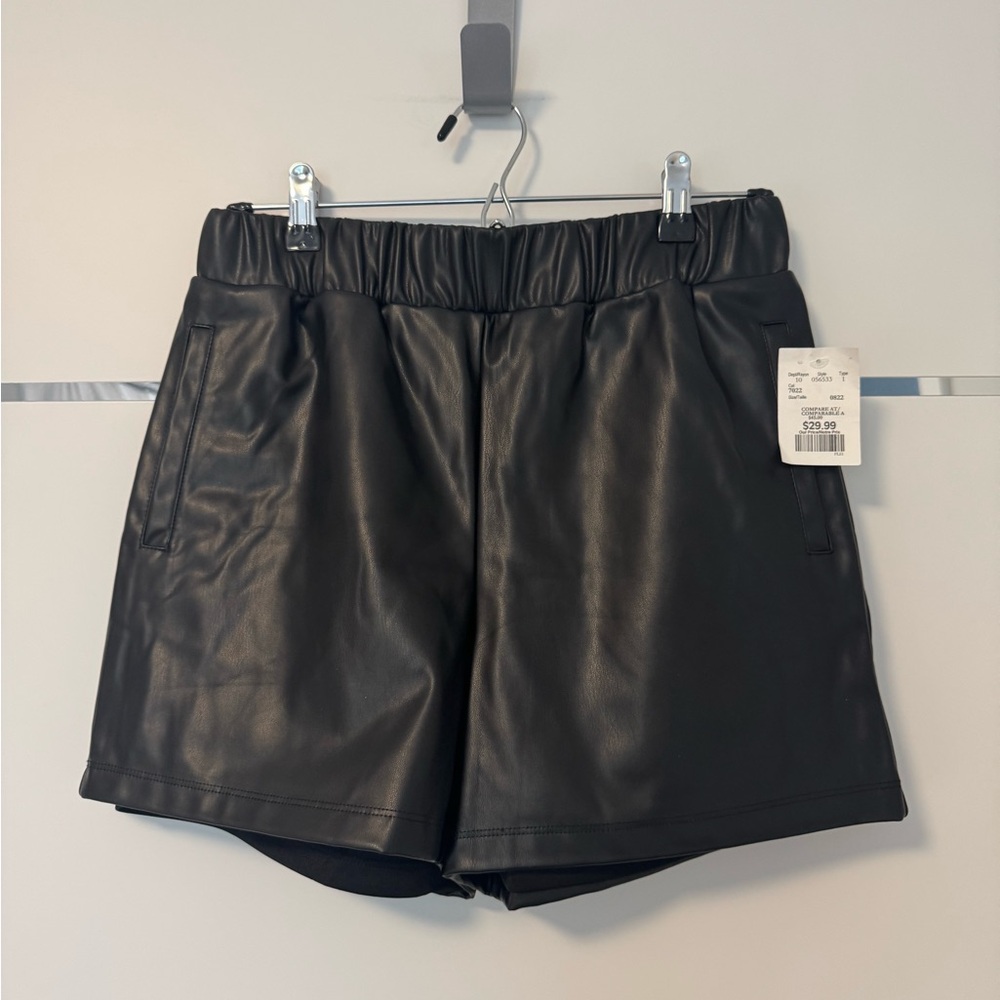 Black Faux Leather Women Shorts
